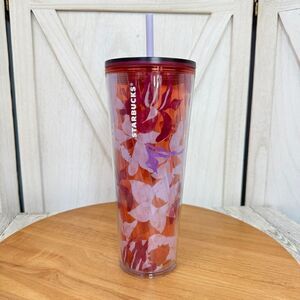 Starbucks Spring 2021 Pink Floral Twist 24oz Cold Cup‎ Tumbler Venti